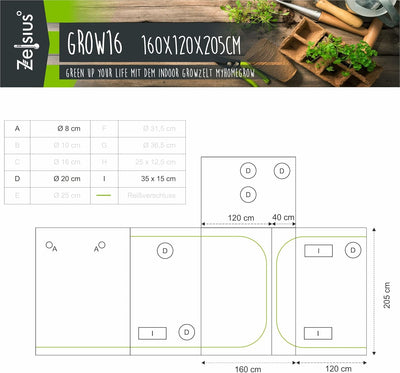 Zelsius Growzelt MyHomeGrow 2-in-1 Grow Tent | Indoor Growbox | schwarz grün | Growroom Growschrank