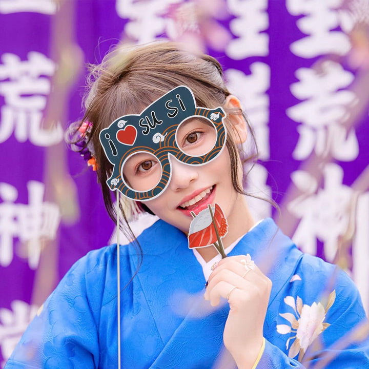 Amosfun Japanische Party Foto Requisiten Set 20 Stück Selfie Zubehör Handgehaltene Fotobooth Props F