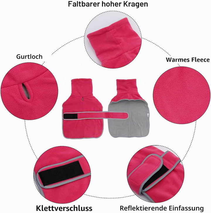 Geyecete -Gemütlich Polarfleece Winter hundemantel fur Dackel,Miniatur Dackel fleece hundepullover,H