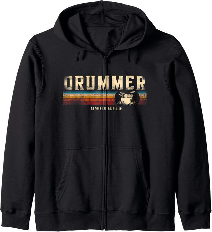 Schlagzeuger Schlagzeug Vintage Retro Drummer Limitierte Auflage Kapuzenjacke