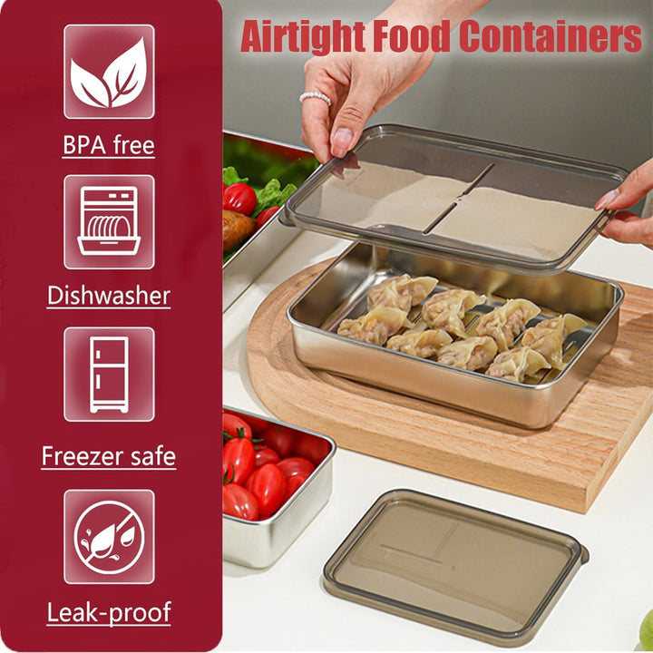 Set mit 3 Aufschnittbox Fresh, Gefrierbehälter,Lebensmittel Aufbewahrungsbox,Stapelbare Edelstahl-Bo