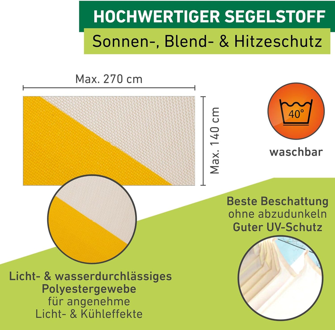 Windhager Sonnensegel für Seilspanntechnik, Wintergarten und Terrassen Beschattung, Seilspannmarkise