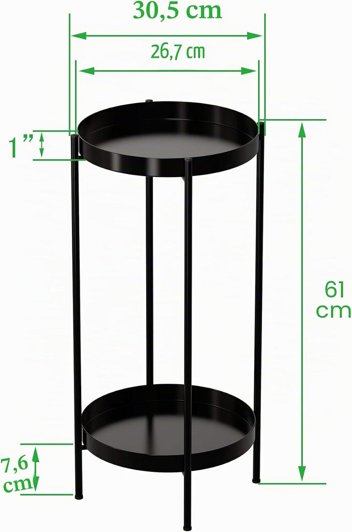 Ovicar Pflanzenständer für drinnen und draussen, Metall, Blumentopfhalter, Tisch, 2 Etagen, hoch, ro