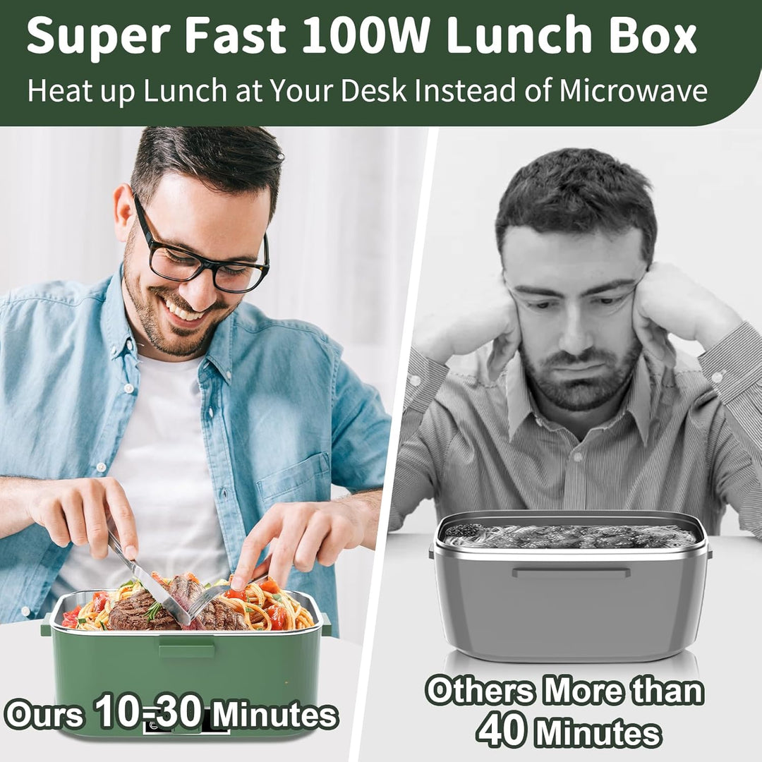 Elektrische Lunchbox 100W, 3-in-1 tragbare beheizte Lunchbox, Herausnehmbare Edelstahl-Brotdose, 12V