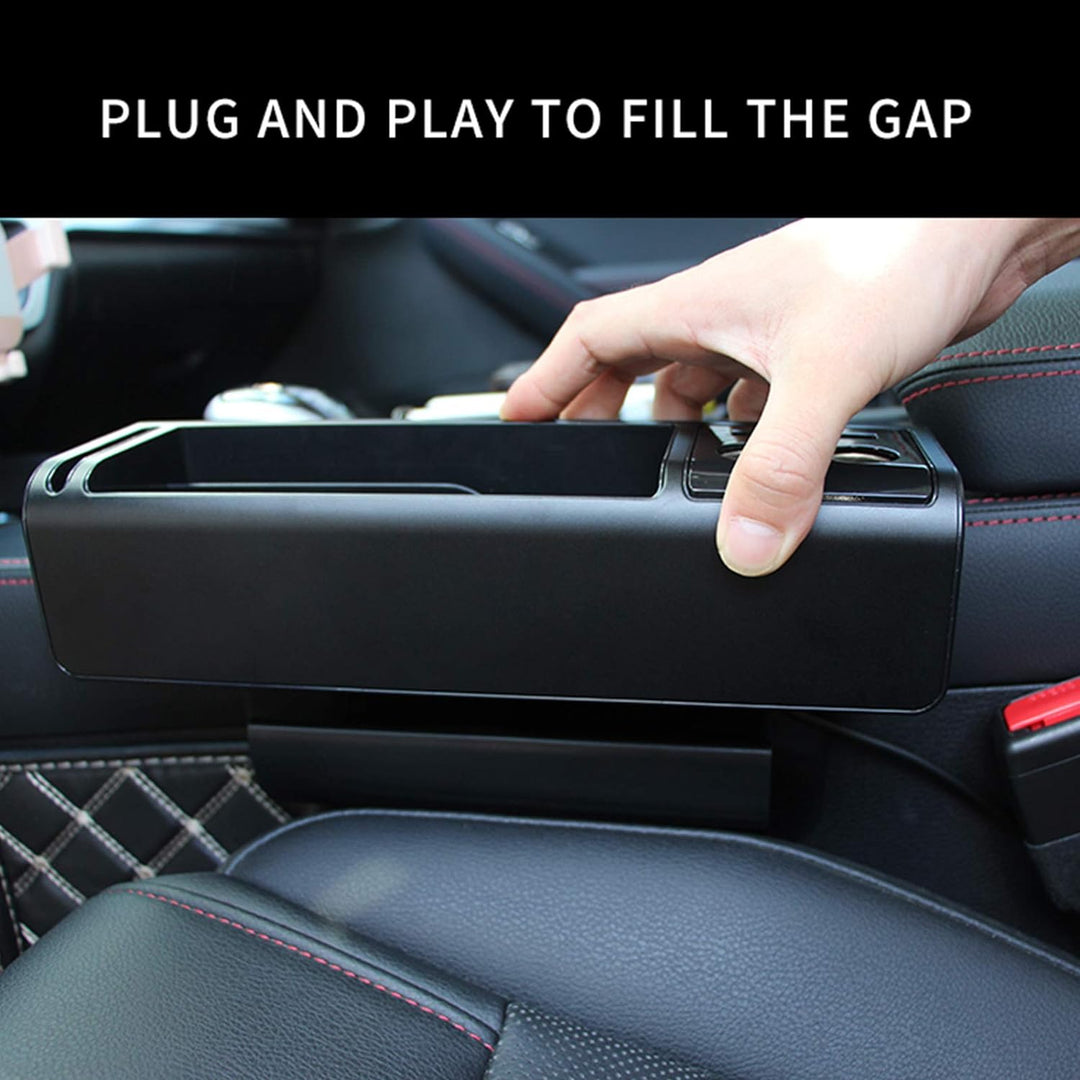 WOOSTAR Autositz Lückenfüller Organizer Mittelkonsole Aufbewahrungsbox PU-Leder Multifunktion mit Ge