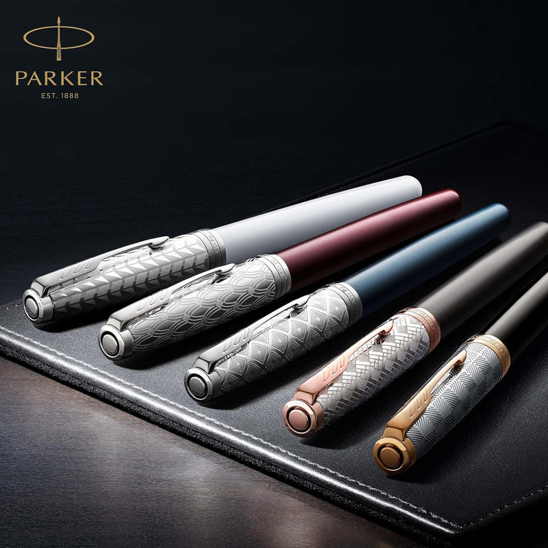 Parker Sonnet Tintenroller | Edelstahl mit Palladiumzierteilen | feine Spitze | Schwarze Tinte | Ges