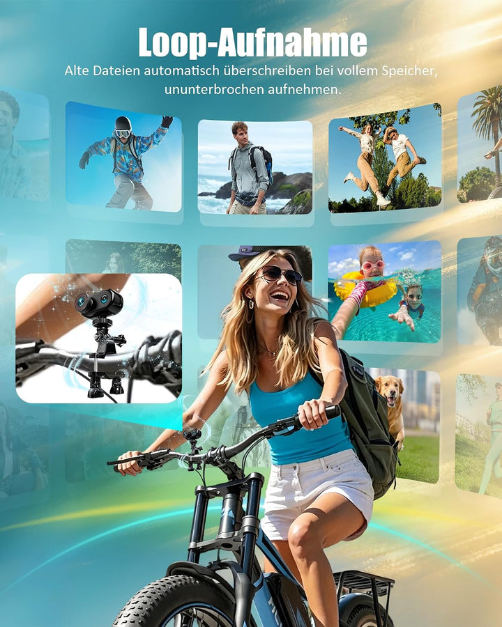 Mini Action Cam 4K, 1,47 Zoll Display Vlog Kamera, BodyCam Körperkamera mit WLAN, 140° Weitwinkel Mo