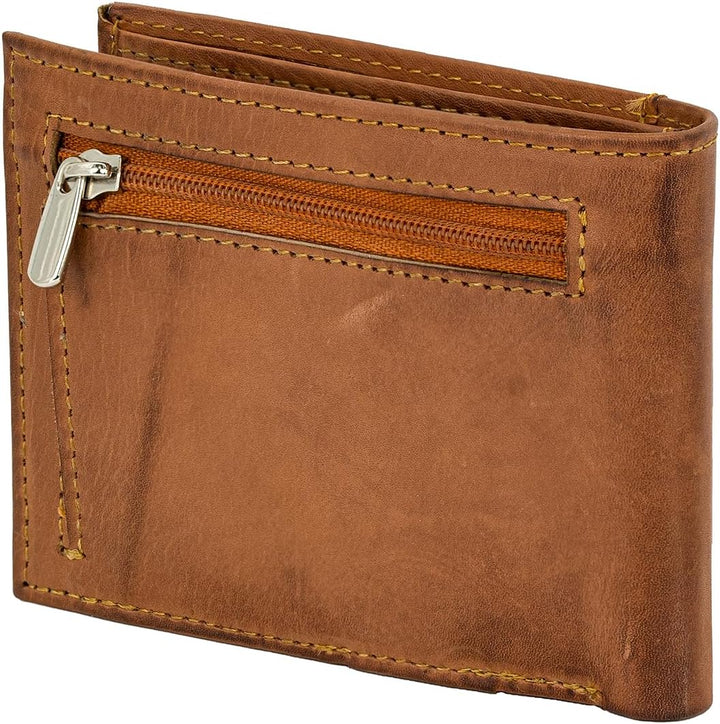 LINDENMANN Geldbörse Herren Portemonnaie Herren Leder, Rindleder matt, RFID-Schutz, cognac