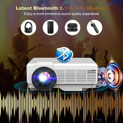 Mini Beamer Bluetooth mit Stativ, YOOYAA 10000L Video Beamer Full HD 1080P, Tragbar Heimkino Projekt