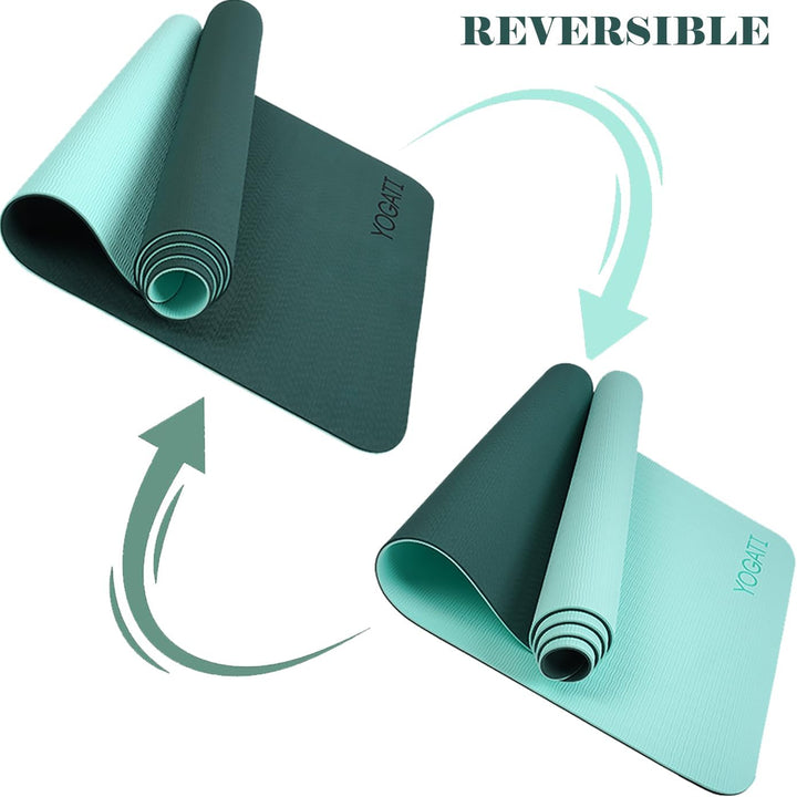 YOGATI Sportmatte Fitnessmatte Rutschfest mit Tragegurt. Gymnastikmatte für Yoga, Pilates und Fitnes