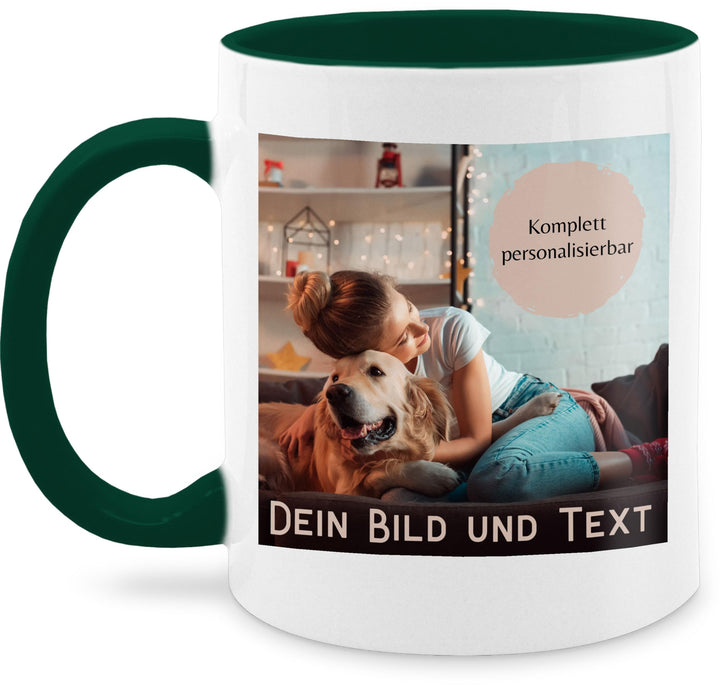Tasse Tassen 325ml - eigenem - Foto Bild Geschenk I Dein Bild und Text - 325 ml - Dunkelgrün - fotot