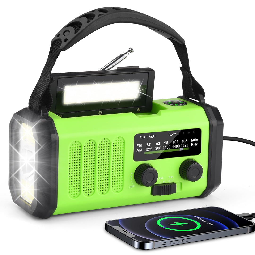 20000mAh Solar Radio, Tragbar Kurbelradio AM/FM Notfallradio mit 10000mAh Wiederaufladbar Powerbank,