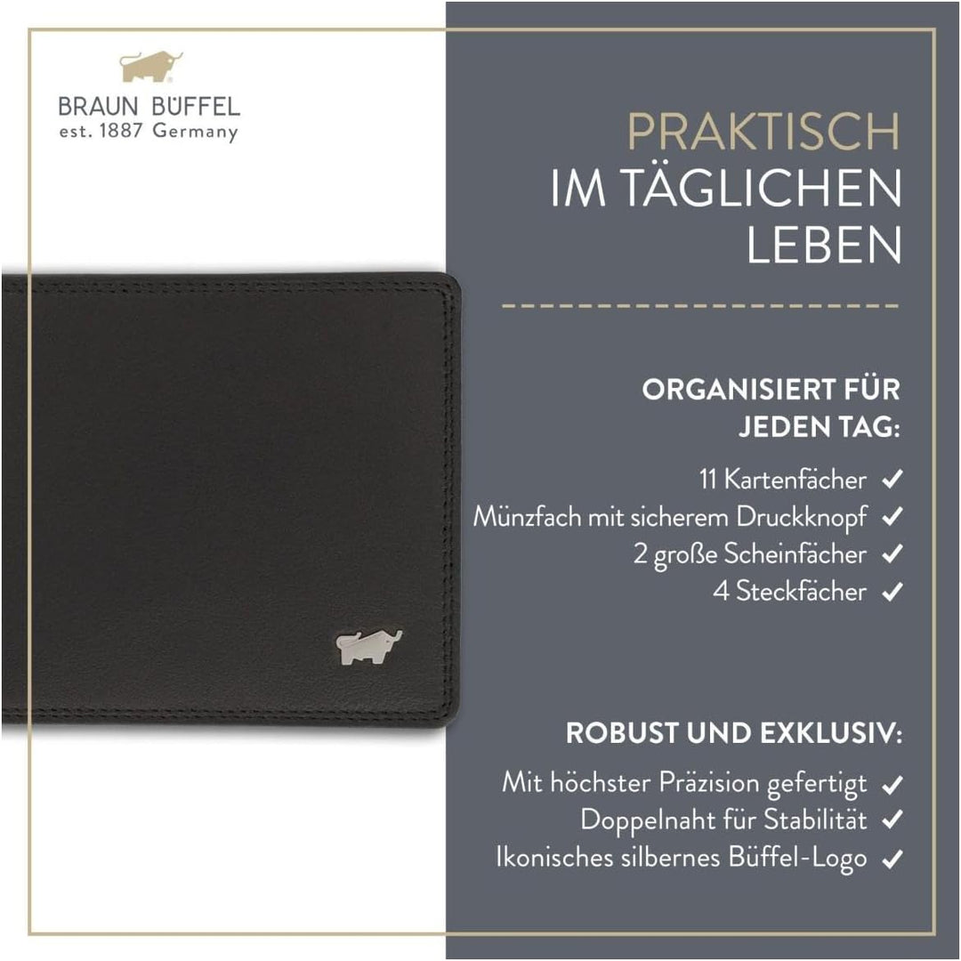 BRAUN BÜFFEL Herren Geldbörse aus echtem Leder Golf 2.0 - Portemonnaie für Männer - 11 Kartenfächer