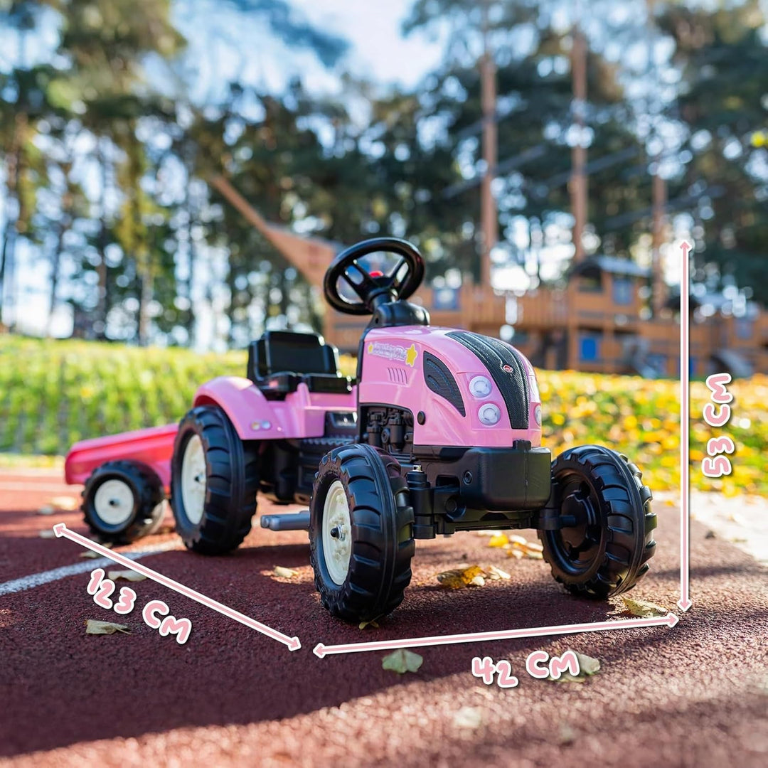 Falk - Traktor mit Pedalen Rainbow Star mit Anhänger – enthält 40% recyceltes Kunststoff 2056L – Ros