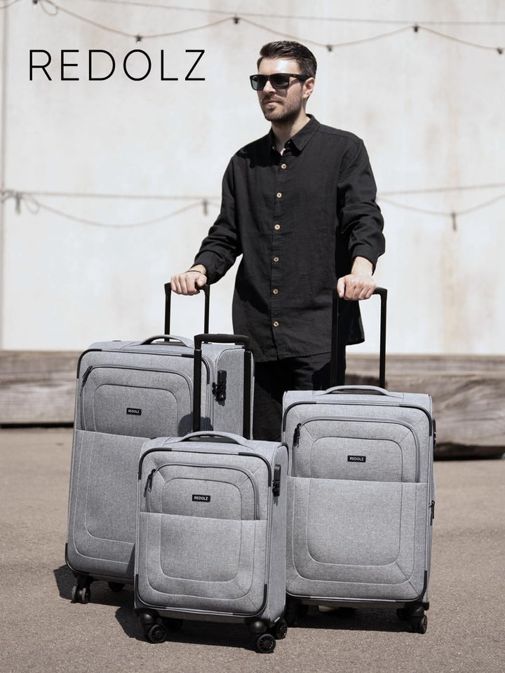 REDOLZ MEDIUM Weichschalen Koffer für Männer & Frauen | Leichter Trolley 67 cm mit 4 Doppelrollen &