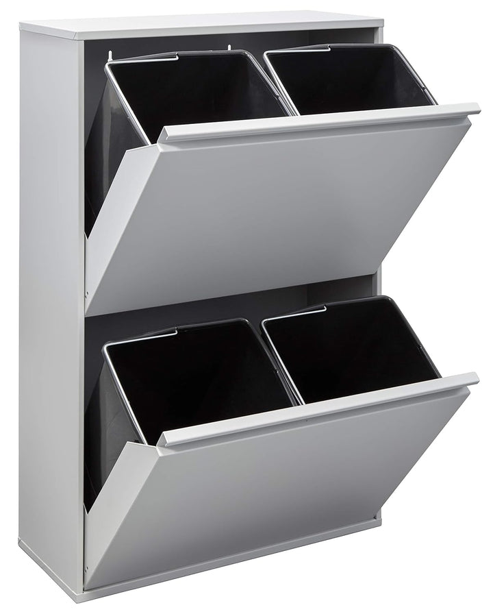 ARREGUI Basic CR602-B Mülltrennsystem aus Stahl | 4 Fächer Mülleimer für die Küche | 4 Fach Abfallei