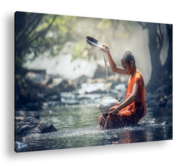 deyoli Buddhistischer Mönch Format: 80x60 als Leinwand, Motiv fertig gerahmt auf Echtholzrahmen, Hoc