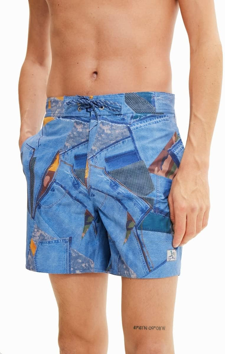 Desigual Herren Man Woven Board Shorts XXL Blau, XXL Blau