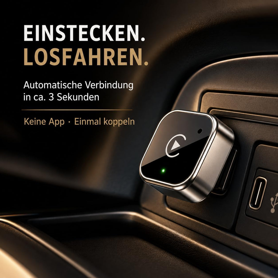 2in1 Wireless CarPlay Adapter für iPhone &amp; Android Auto, USB-C, Plug &amp; Play Schwarz, Schwarz