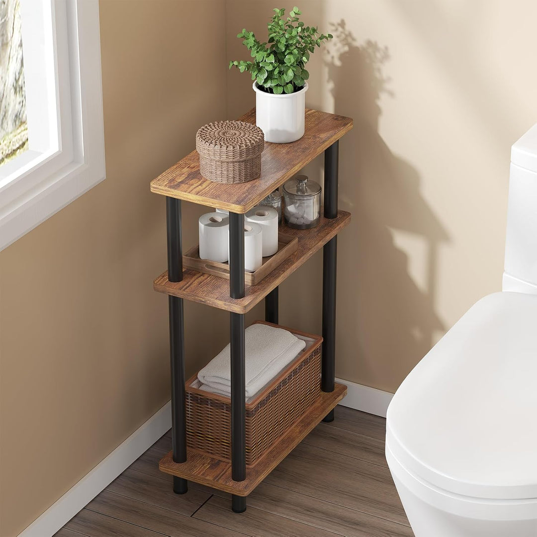 APICIZON Beistelltisch Schmal 3 Tier Beistelltisch Holz, 40x18x61.5CM, Nachttisch Schmal mit Staurau