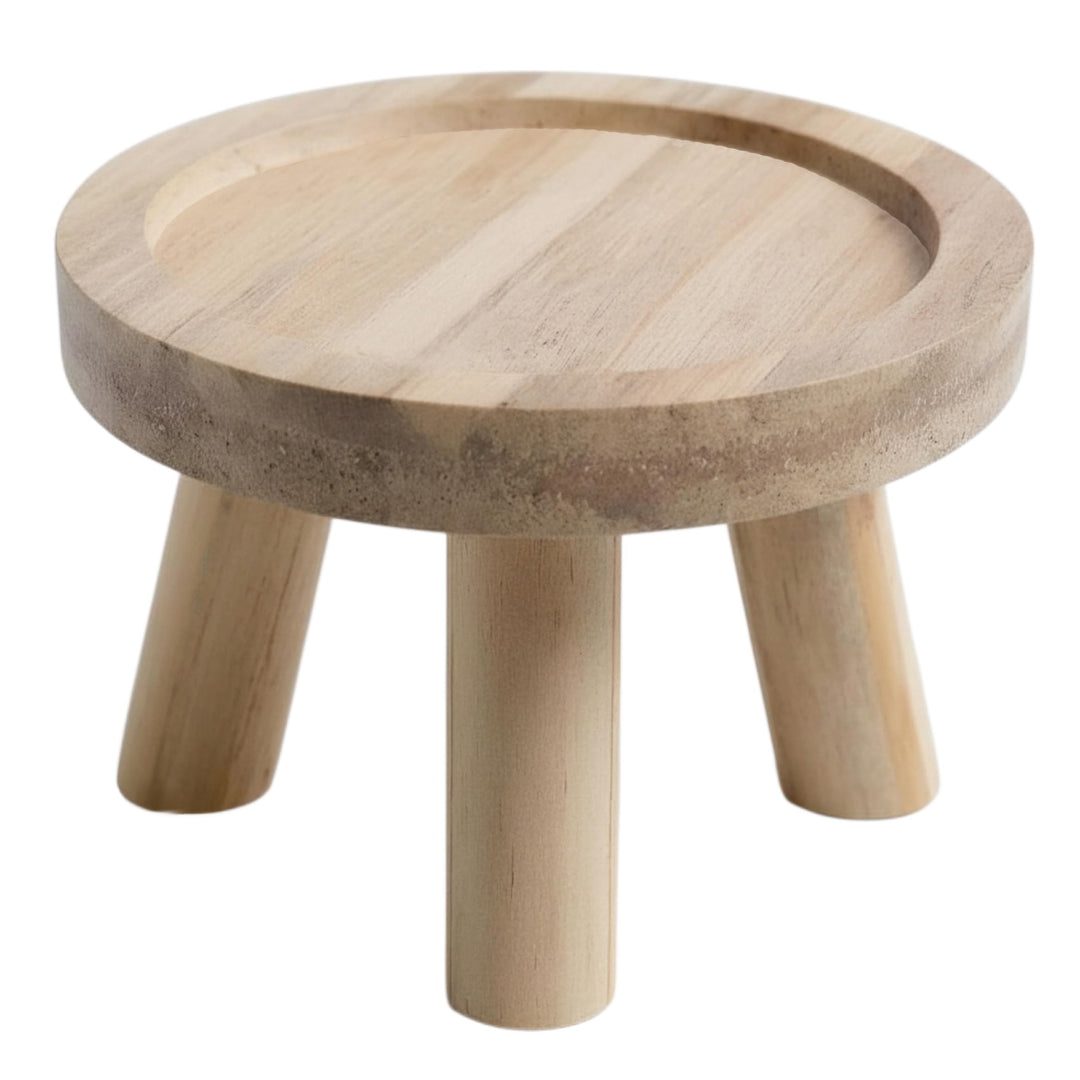 Spetebo Echtholz Blumenhocker mit 3 Beinen - Ø 20 cm - Deko Holz Hocker rund naturbelassen - Massivh