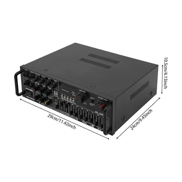 Bluetooth Audio Verstärker 2 x 200W, HiFi Stereo Leistungsverstärker mit USB/SD/MIC Eingang & FM Rad