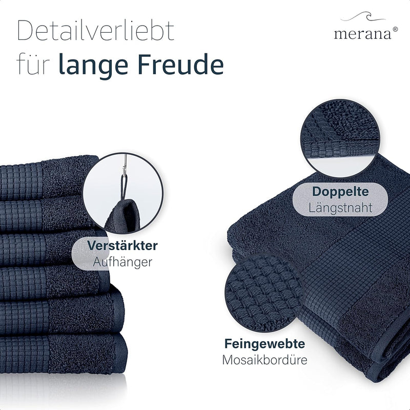 Merana Rome Handtuch Set | saugstark, weich und fusselfrei | Frottier Luxus Qualität | 100% Baumwoll