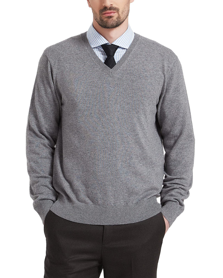 Kallspin Herren Strickpullover aus Wollmischung V-Ausschnitt Langarm Comfort Fit Pullover M Hellgrau