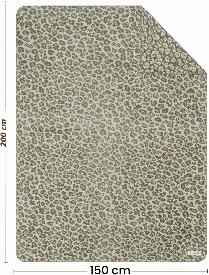 s.Oliver Leo Decke 150x200 cm - Baumwollmix, Made in Germany, warm &amp; waschbar, Kuscheldecke Leoparde