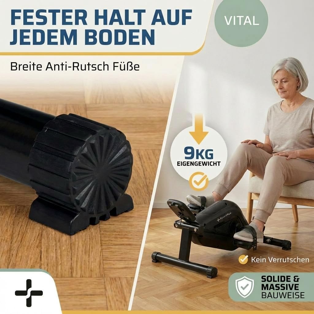 SportPlus | 2022 Modell | Beintrainer für zuhause &amp; Büro, Mini-Heimtrainer mit Magnet-Bremse &amp; 8 Wid