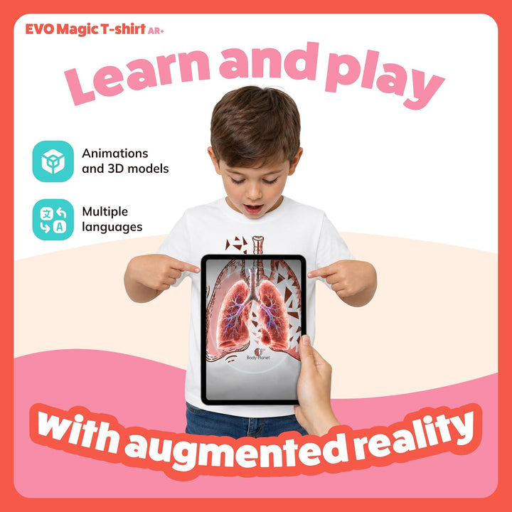 AR+ Body Planet - Magic t-Shirt EVO Anatomie Augmented Reality (XL) XL Weiss, XL Weiss