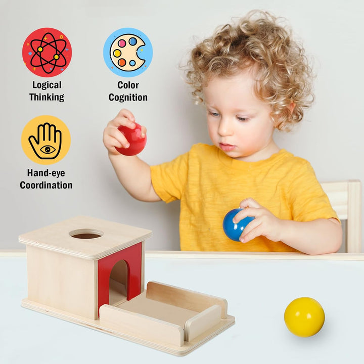 Adena Montessori Full Size Object Permanence Box mit Tray 3 Farbe Bälle Montessori Spielzeug von 6-1
