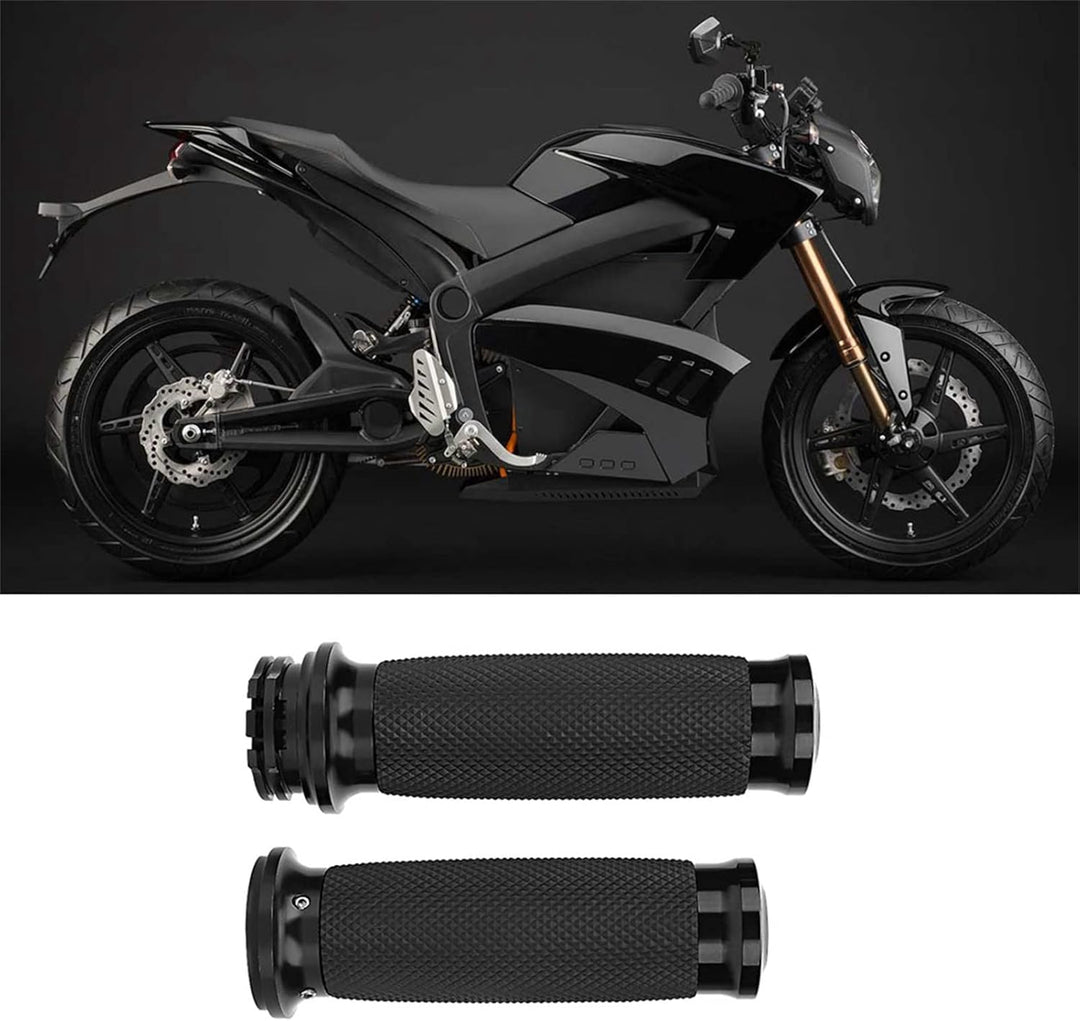 1 Paar Universal Motorrad 25mm Handgriff Aluminium + Gummi Anti-Rutsch-Lenkergriffabdeckung Schwarz,