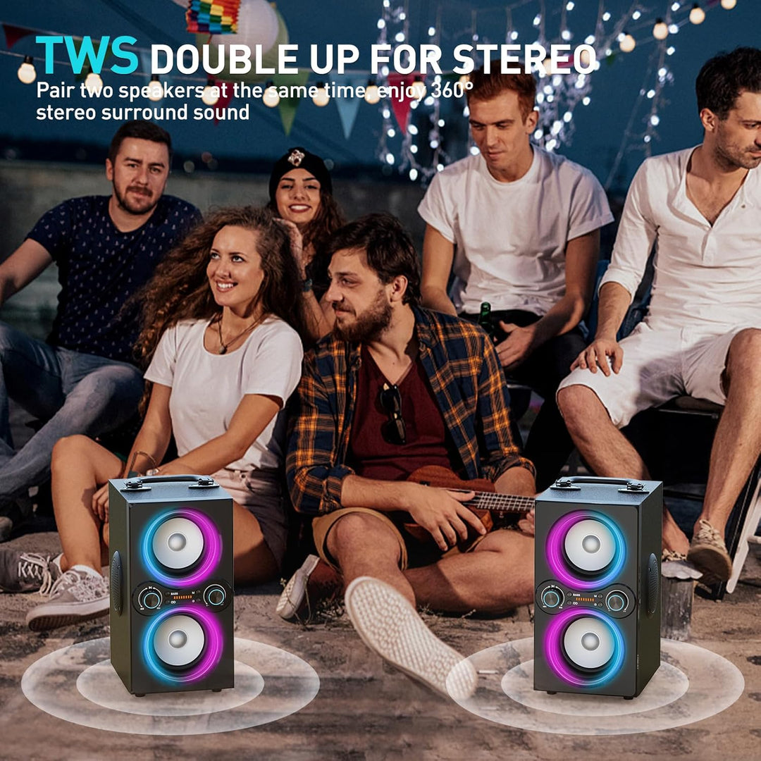 TPBEAT Bluetooth Lautsprecher, 80W Wireless Bluetooth Box Musikbox Gross, Bass Boost, with Licht, 10