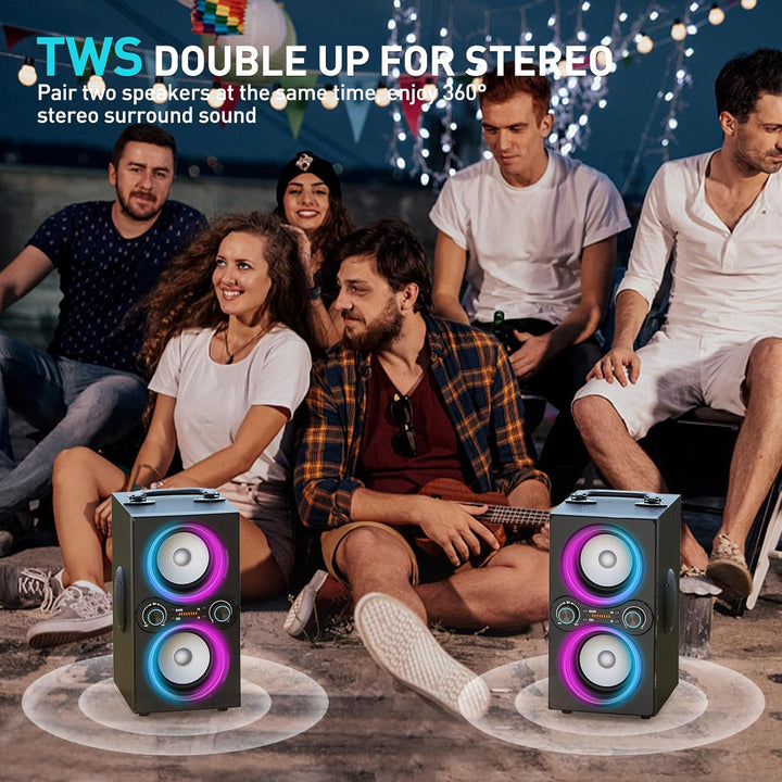 TPBEAT Bluetooth Lautsprecher, 80W Wireless Bluetooth Box Musikbox Gross, Bass Boost, with Licht, 10