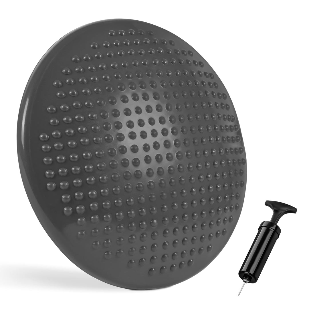 MSPORTS Ballsitzkissen inkl. Pumpe und Übungsposter | ca. 32 cm Durchmesser mit Noppenoberfläche - i