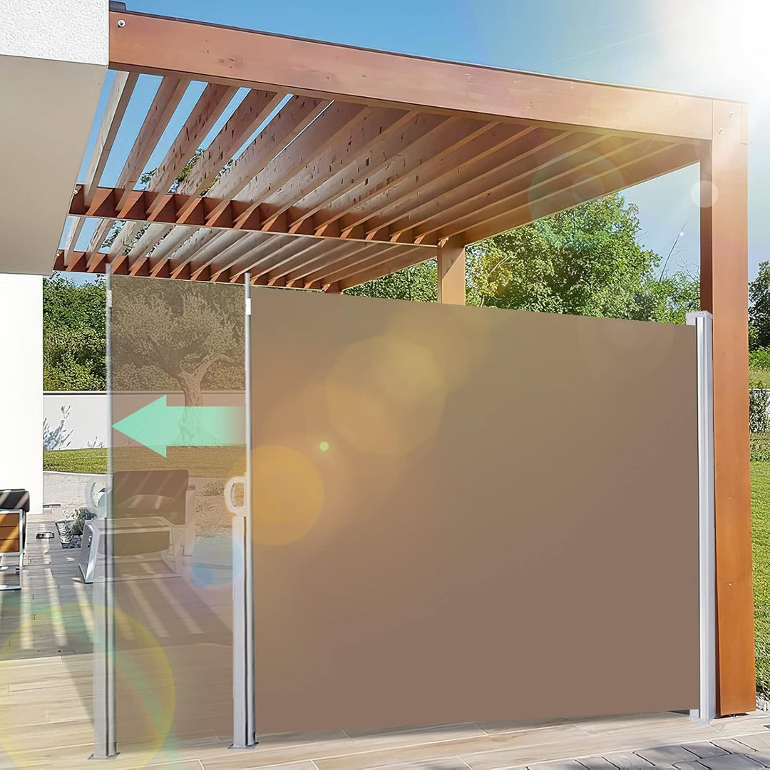 Seitenmarkise,Sonnenschutz Markise Brau,160 x 300 cm Sichtschutz für Balkon, Garten, Terrasse Brau 1