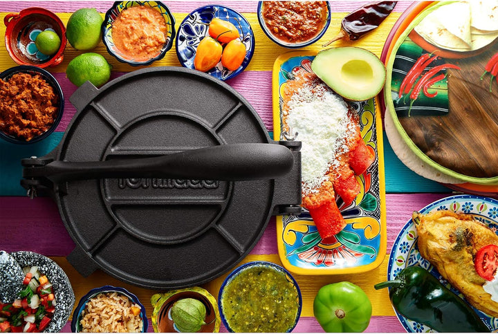 Tortillada - Tortilla Presse/Quesadilla, Roti Maker aus Gusseisen mit Rezepten (20cm) inkl. E-Book m