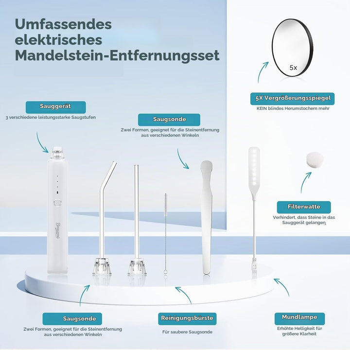 Tonsillenstein Entferner Set, Elektrisches Mandelsteine Entfernen, 3-Stufen-Absaug-Mandelsteinentfer