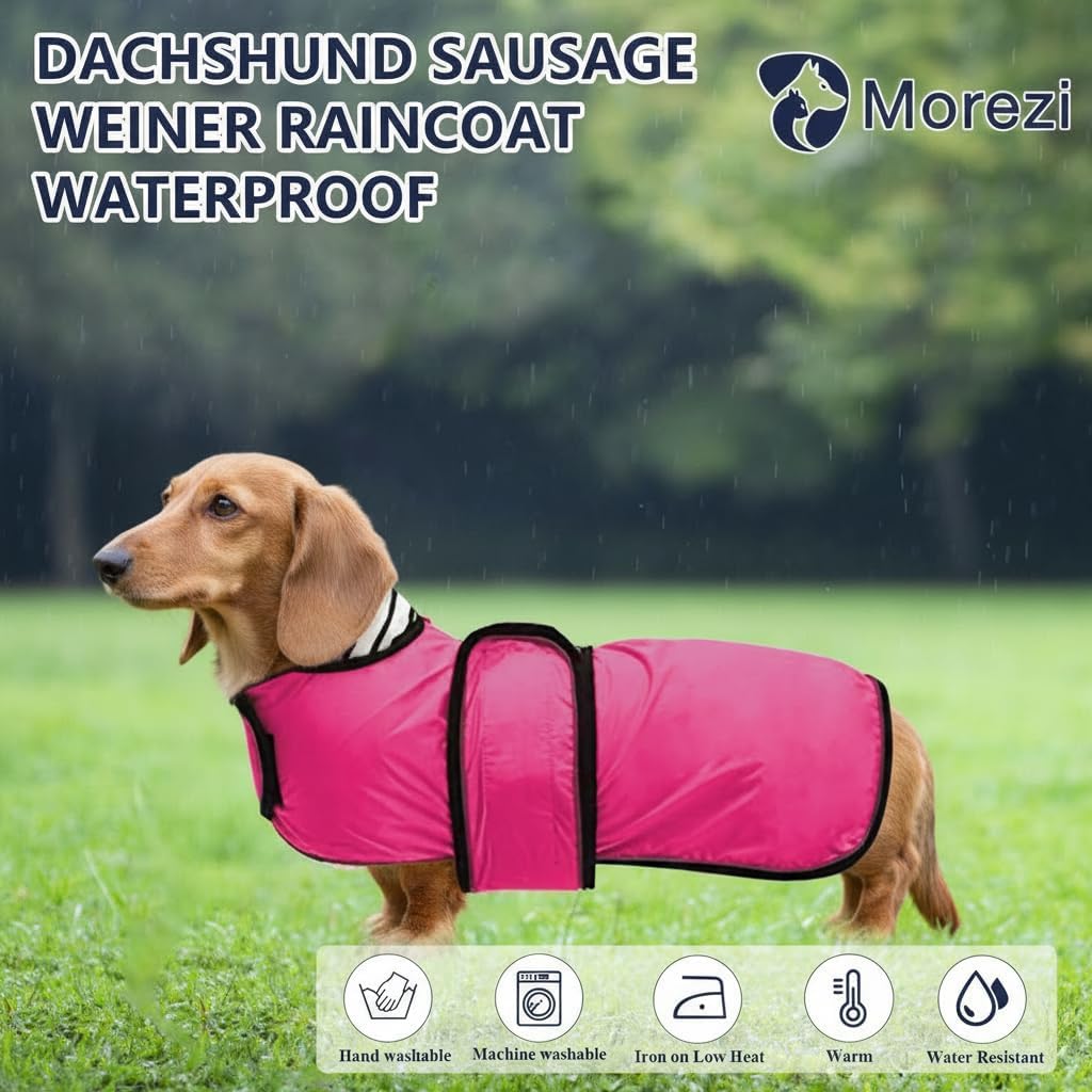 MOREZI Hunderegenmantel mit Reflexstreifen, Regen-/wasserdicht, verstellbare Weste, geeignet für kle