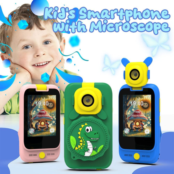 Kids 2-in-1 Camera &amp; Microscope Toy,200X Magnification Microscope,Flip Photo Lens for Kids Camera,2.