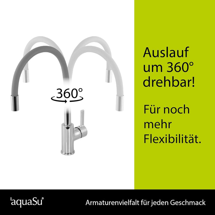'aquaSu® Küchenarmatur Lago Multi 2.0, Wasserhahn Küche, Wasserspar-Mischdüse, Kaltwassermittelstell