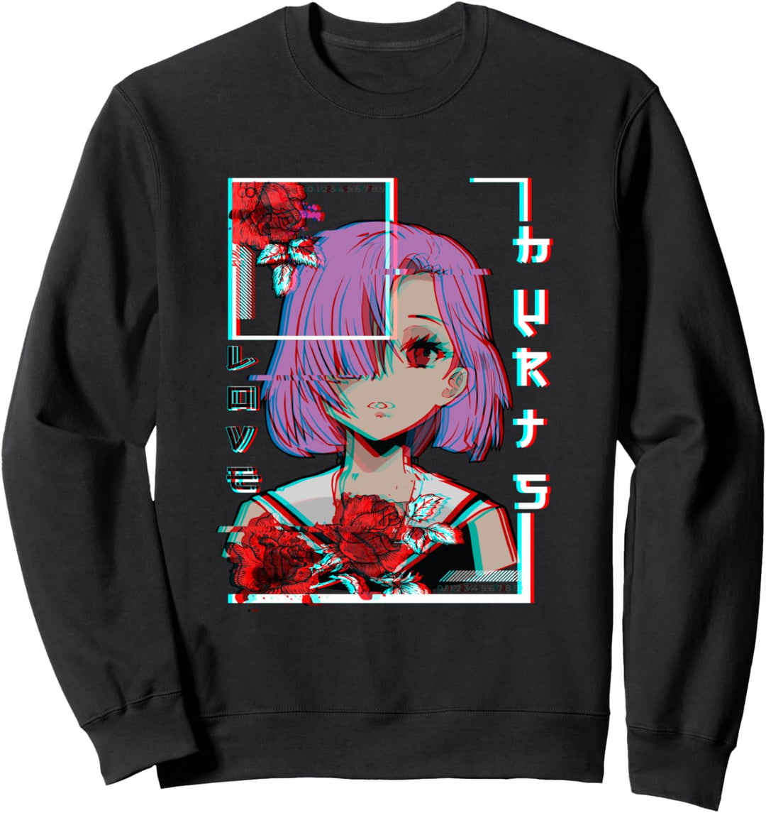 Japanese Aesthetic Vaporwave E-Girls Love Glitch Hurts 90er Sweatshirt