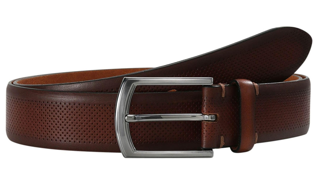 LLOYD-Herren-Voll-Ledergürtel 35 mm perforiert Kanten-Finish 85 44-midbrown, 85 44-midbrown