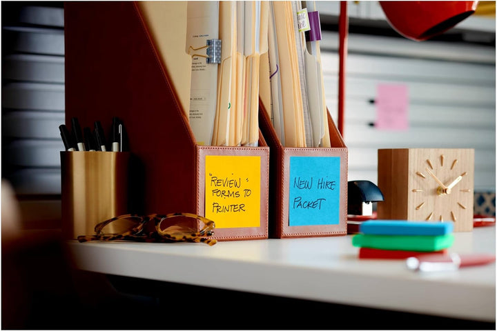 Post-it Super Haftnotizen, 7,6 x 7,6 cm, 5 Blöcke, 2 x Haftkraft, elektrisch gelb, recycelbar (654-5