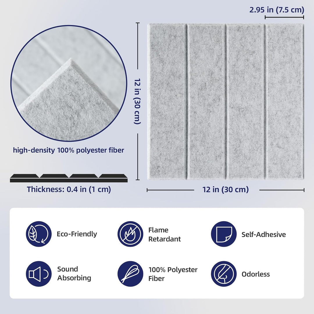 Vieshful 10 Stück Akustikpaneele Selbstklebend – 30x30x1cm Schallschutzplatten & Wandpaneele selbstk