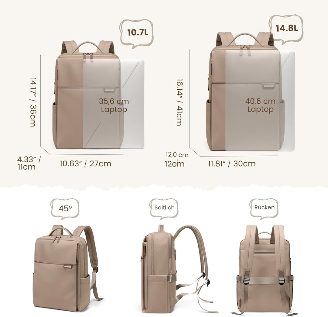 Laptop Rucksack für Damen 16 Zoll, Arbeit, Business, Computer-Rucksäcke mit Laptopfach, wasserdicht,