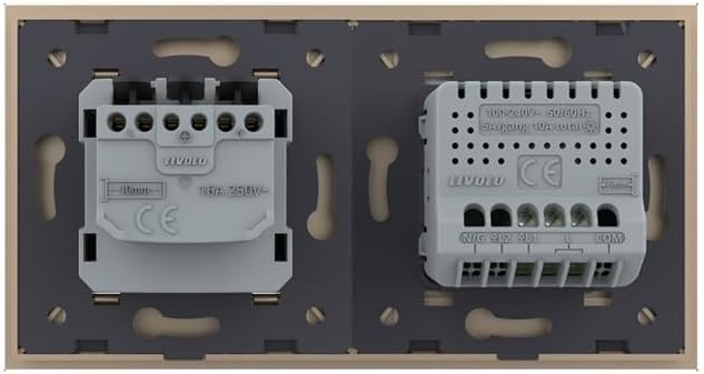 Livolo Funk Lichtschalter LED Kontrollleuchte mit Steckdose UP inkl. Glasblende in Gold