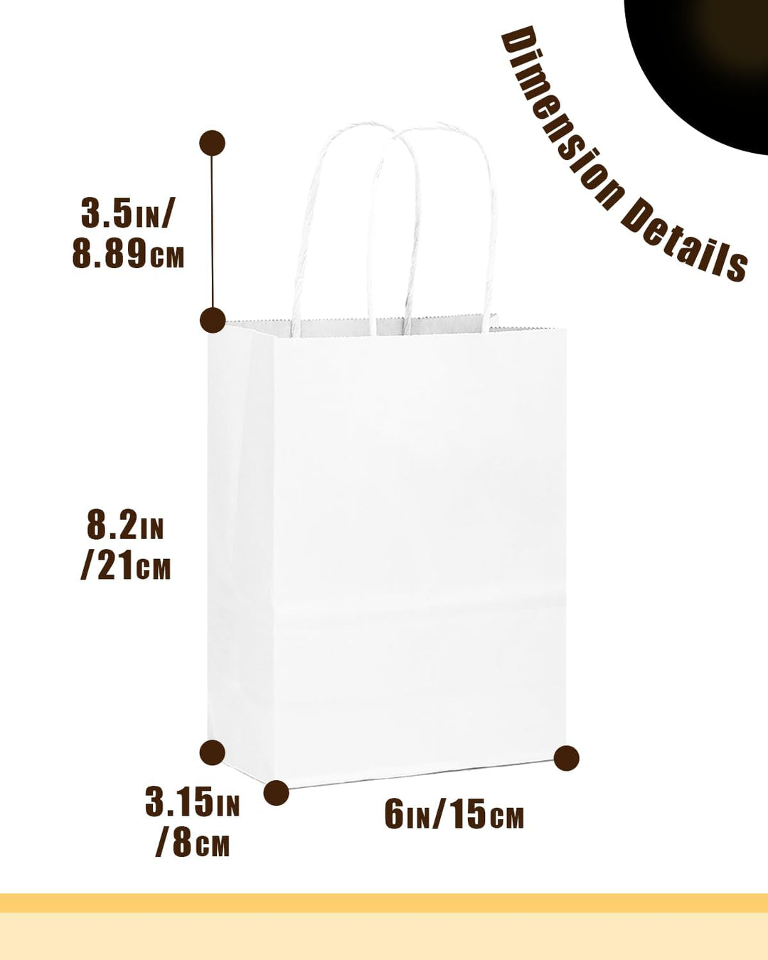 Gcardist 50 Stück Weiss Kleinei-Geschenktüten aus Papier mit Henkeln–8.3"×6"×3.15"-Tüten Kleine Part