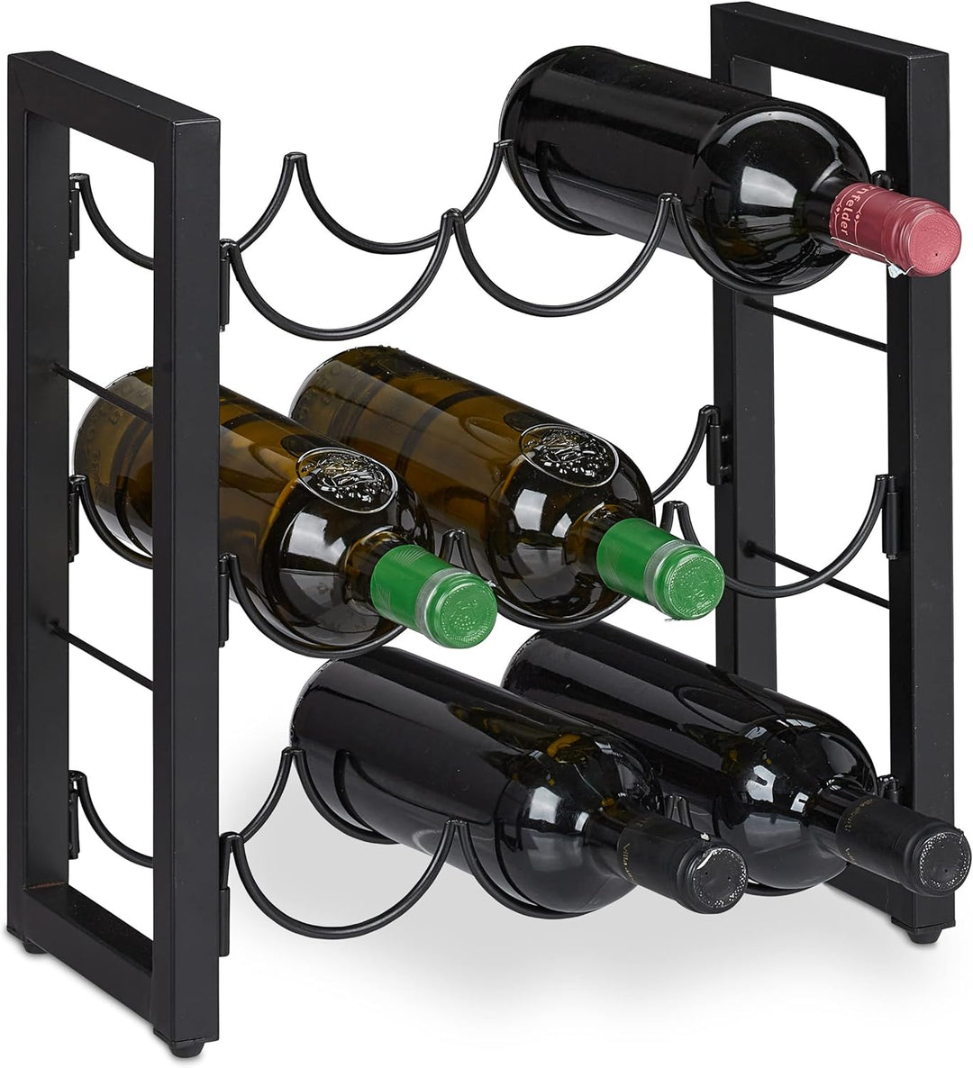 Relaxdays Weinregal, 9 Flaschen, Metall, HxBxT: 37 x 35 x 17 cm, Weinhalter stehend, Küche & Bar, We